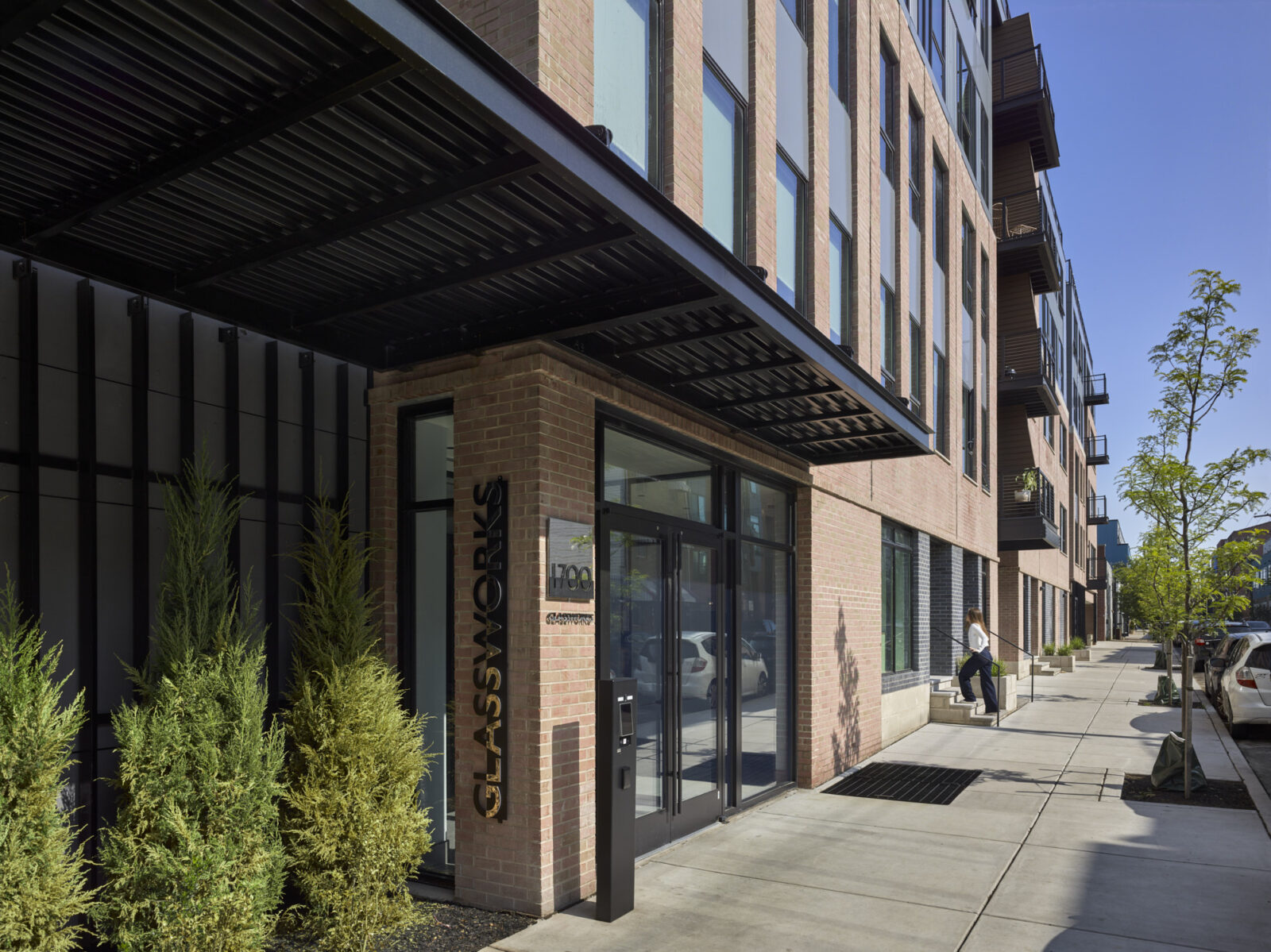 Urban mixed-use building view