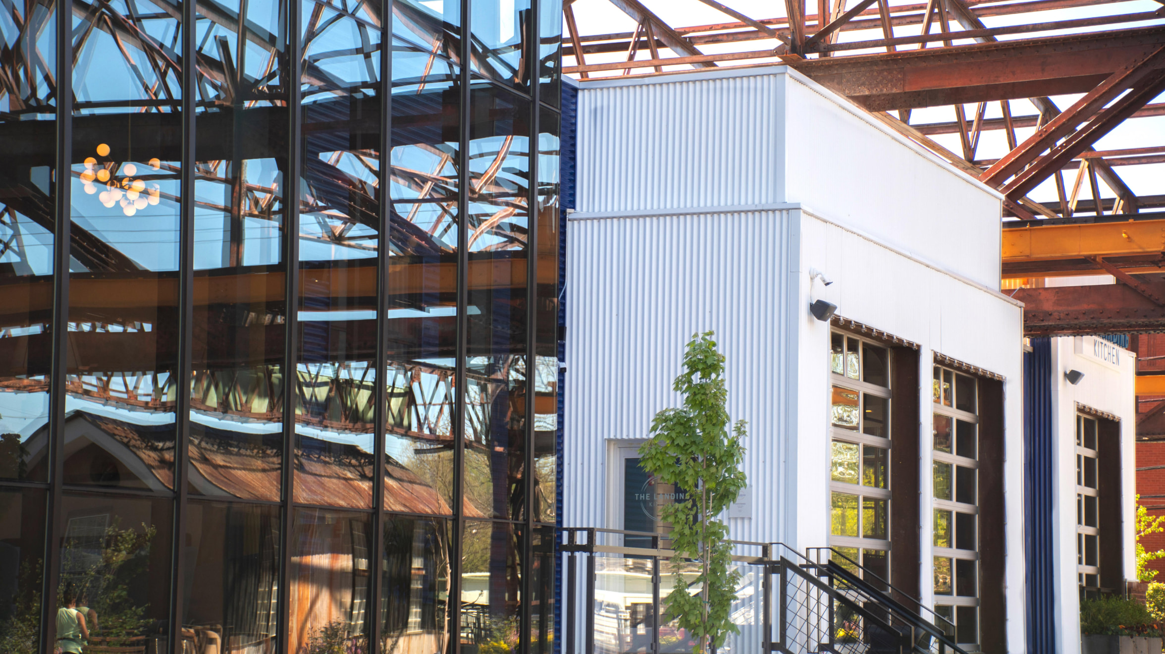 Sustainable office atrium interior