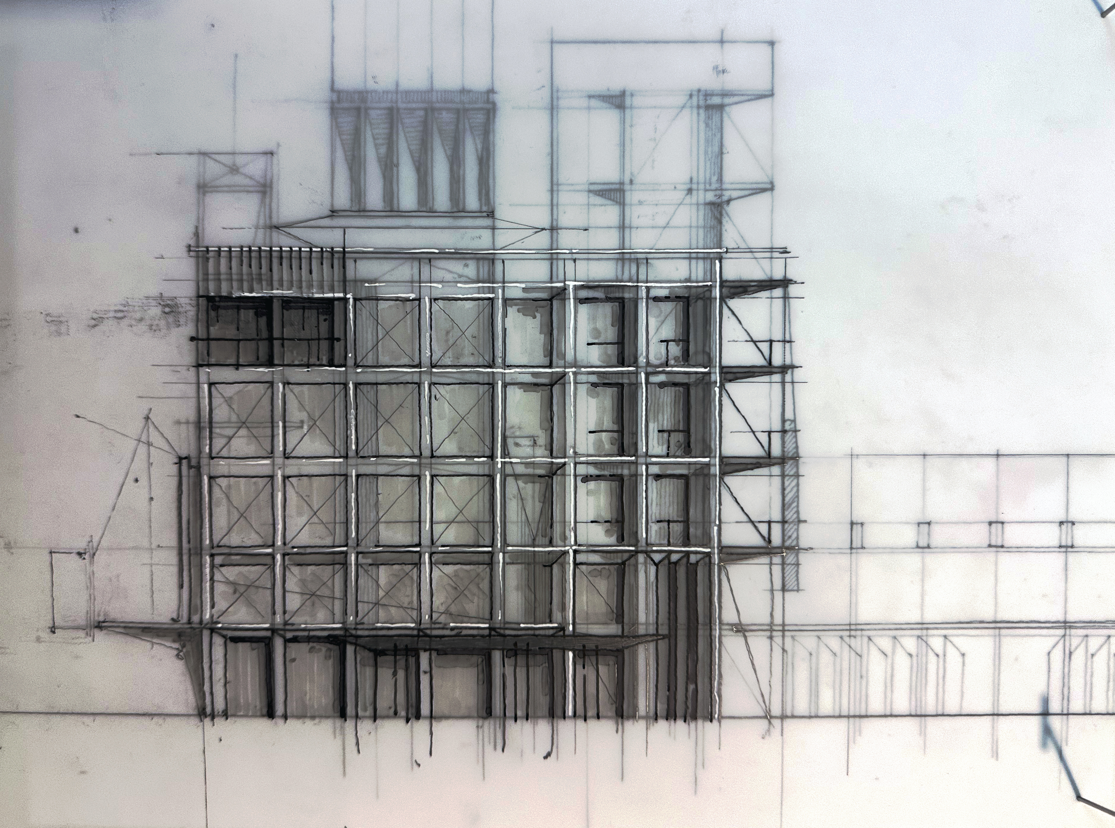 Hand-drawn elevation study
